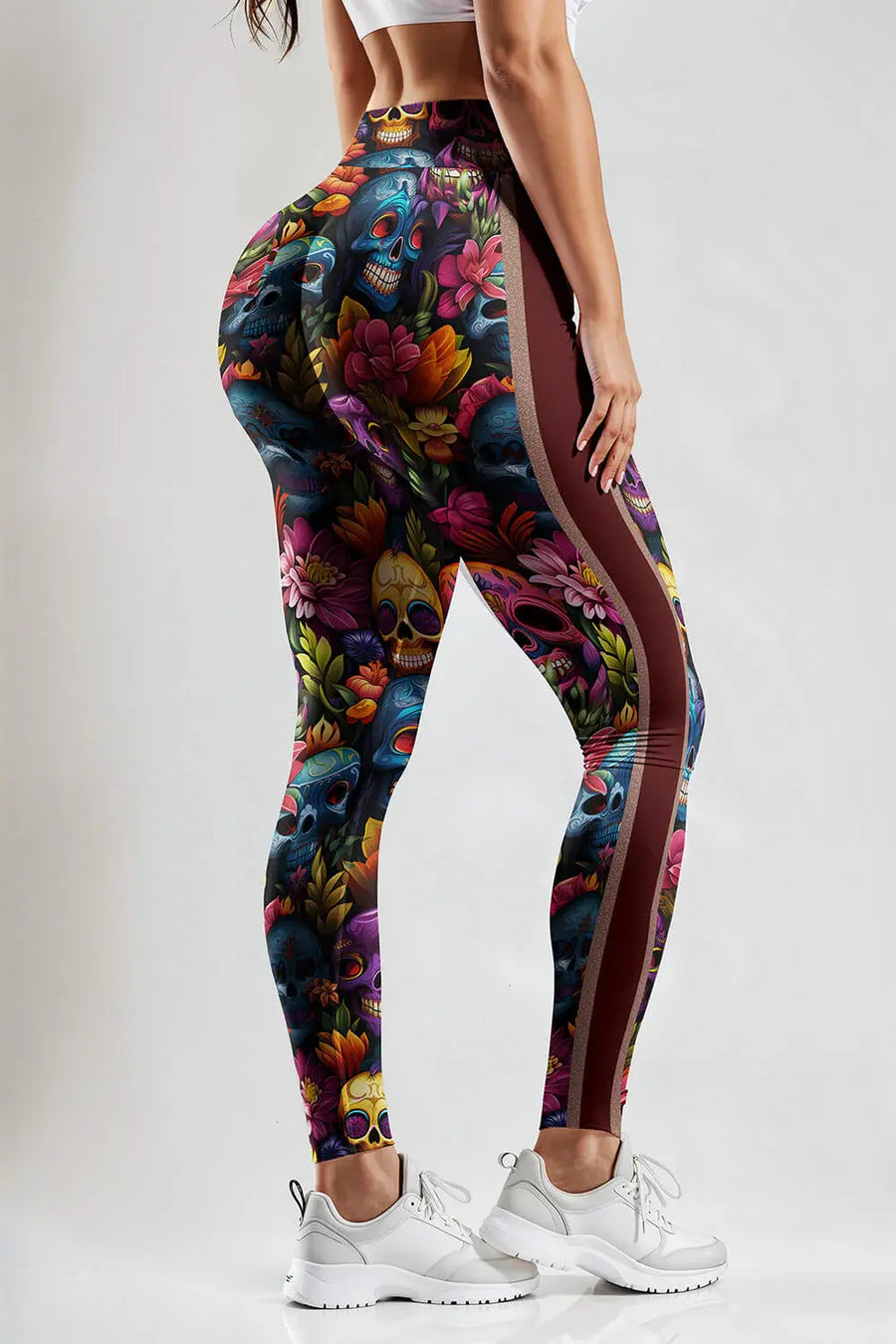 Sugar Skull Bloom, custom printed leggings
